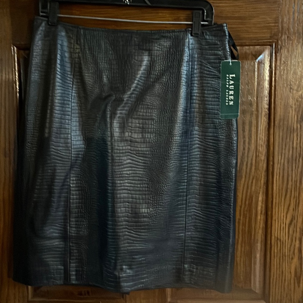 Lauren by Ralph Lauren  Genuine Black Leather Skirt